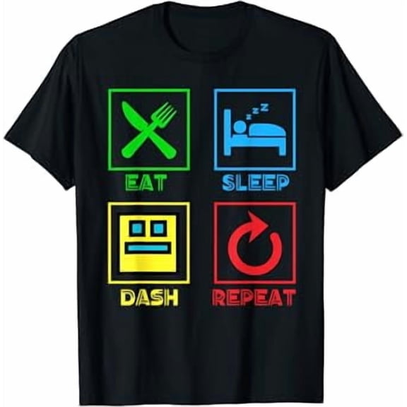 Eat Sleep Dash Repeat Video Game Geometry Video Gamer T-Shirt