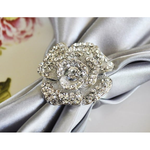 Wedding Linens Inc. (12pcs) Rhinestone Napkin Ring for Wedding, Events & Décor use - Rose