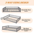 thumbnail image 6 of UHOMEPRO Twin Size Floor Bed with Fence and Door, Low Profile Montessori Floor Bed for Crib Transition, Solid Wood Cute Bed Frame with Slats Supports, Easy Assembly, No Box Spring Needed, Grey, 6 of 10