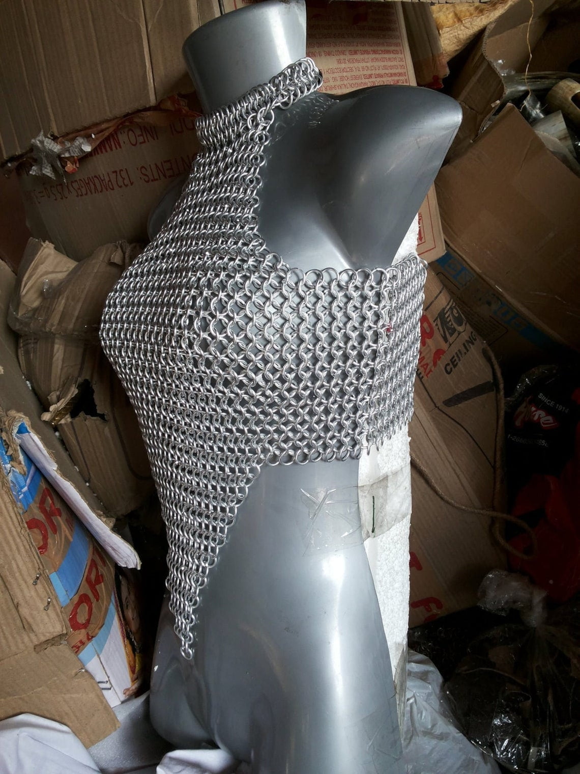 Handmade female girls women metal aluminium wire ring chainmail bra top  halter, Sexy Costume Hot Aluminium Chain Rings Top, Best Replica (36 Inches)