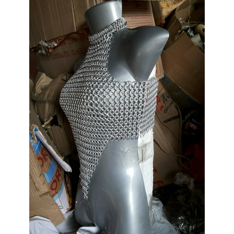 Handmade female girls women metal aluminium wire ring chainmail bra top  halter, Sexy Costume Hot Aluminium Chain Rings Top, Best Replica (36 Inches)