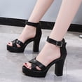 thumbnail image 1 of Zapatos de mujer Moda Color sólido Minimalista Punta abierta Sandalias de tacón grueso Zapatillas Chanclas Wmkox8yii  shjk7737, 1 of 9