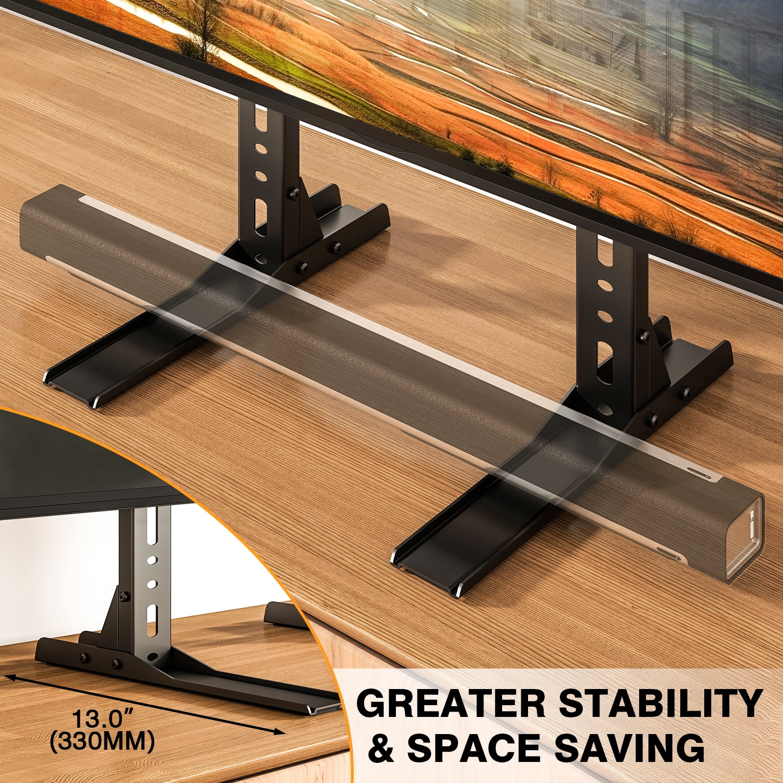 RTVR Universal  Table Top TV Stand  Base Height Adjustable  for Most 20 to 75 inch LCD LED TVs up to 110lbs