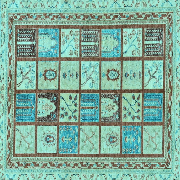 Ahgly Company Indoor Square Abstract Light Blue Modern Area Rugs, 6' Square