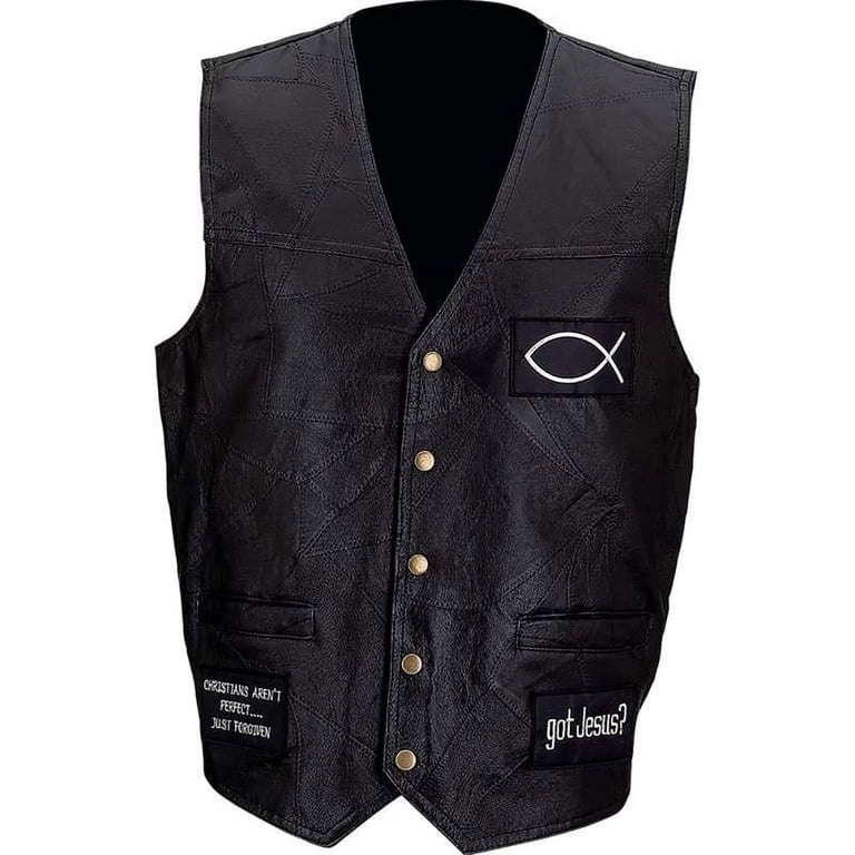Biker Vest Jesus Forever Genuine Leather Motorcycle Christian