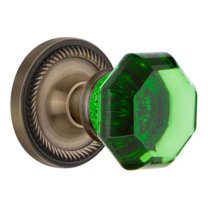 Nostalgic Warehouse Ropwae_Prv_238_Nk Rope Solid Brass Rose Privacy Door Knob Set - Brass