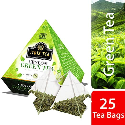 Itrix Ceylon Green Tea Pyramid Style (25 Tea Bags)- Slimming Tea & Weight Loss Tea Best Qulity and High Brand