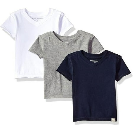 Set of 3 Solid Short Sleeve Reverse Seam V-Neck Tees - Multi - 6-9 Months