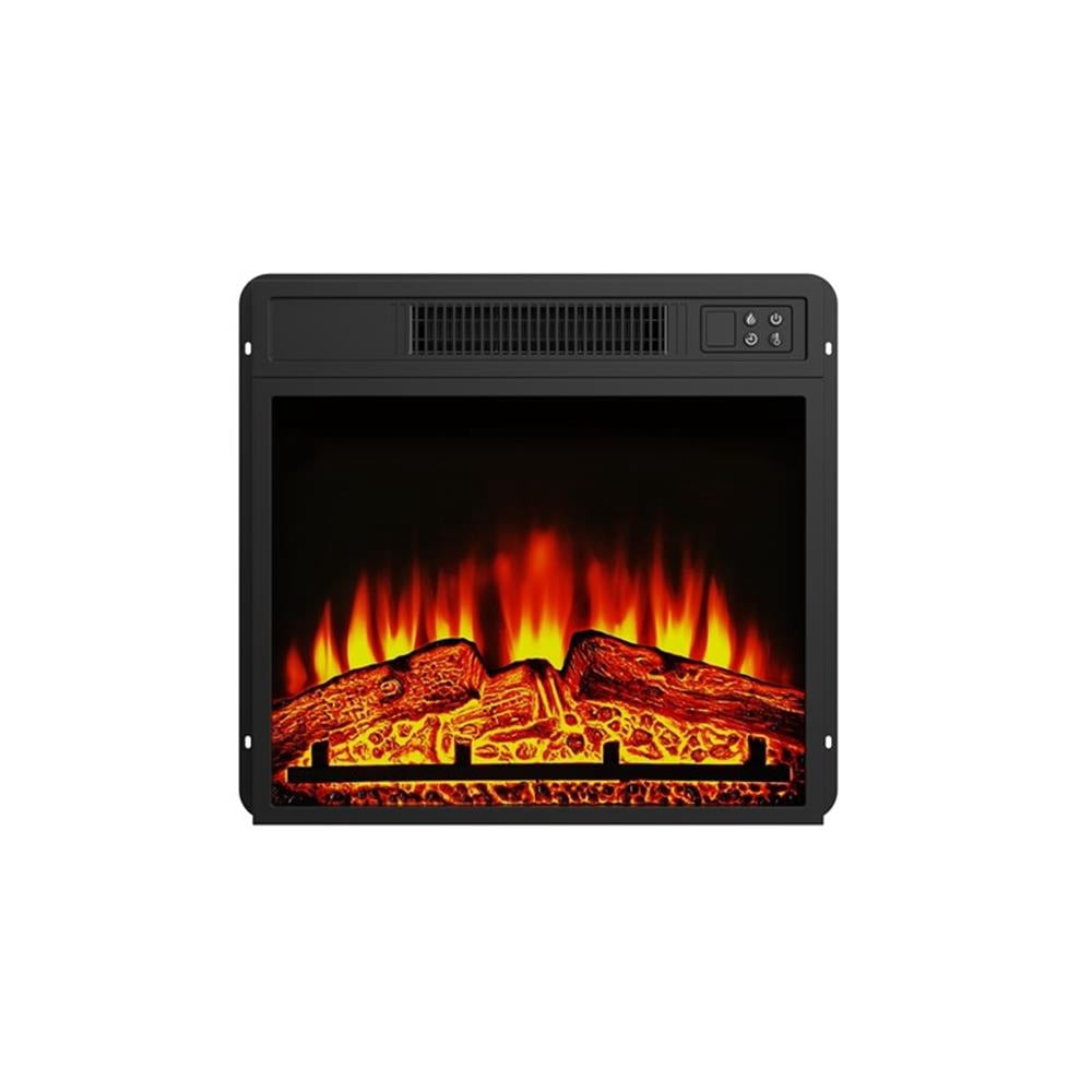 Maklaine Wood White Electric Fireplace Rectangular Adjustable LED Flames 36" Unassembled