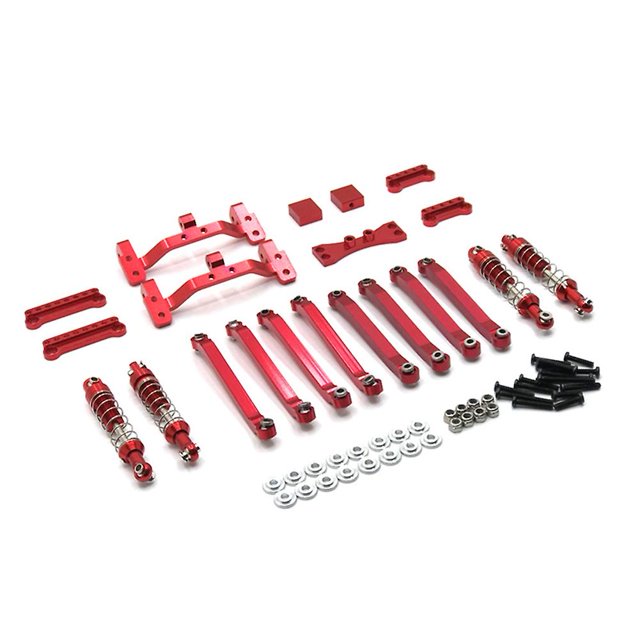 Para Mn D90 D91 Mn96 1/12 Rc Coche Metal Pull Rod Amortiguador, rojo Afortunado Sencillez