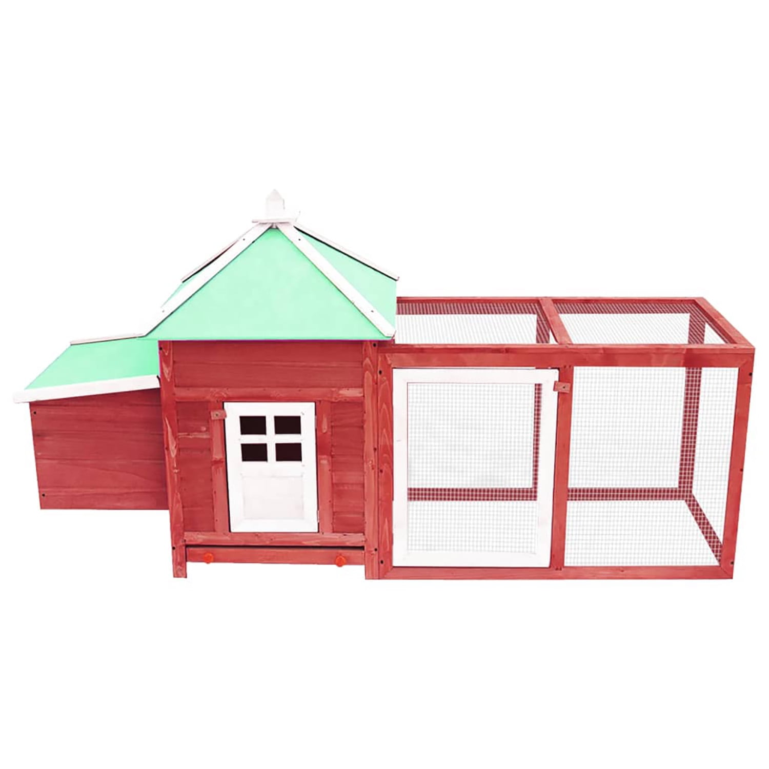Pefilos 74.8" Wood Outdoor Large Rabbit Hutch Chicken Coop with Nest Box Pet Cages for Small Animals, Red Pefilos 74.8" Wood Outdoor Large Rabbit Hutch Chicken Coop with Nest Box Pet Cages for Small Animals, Red