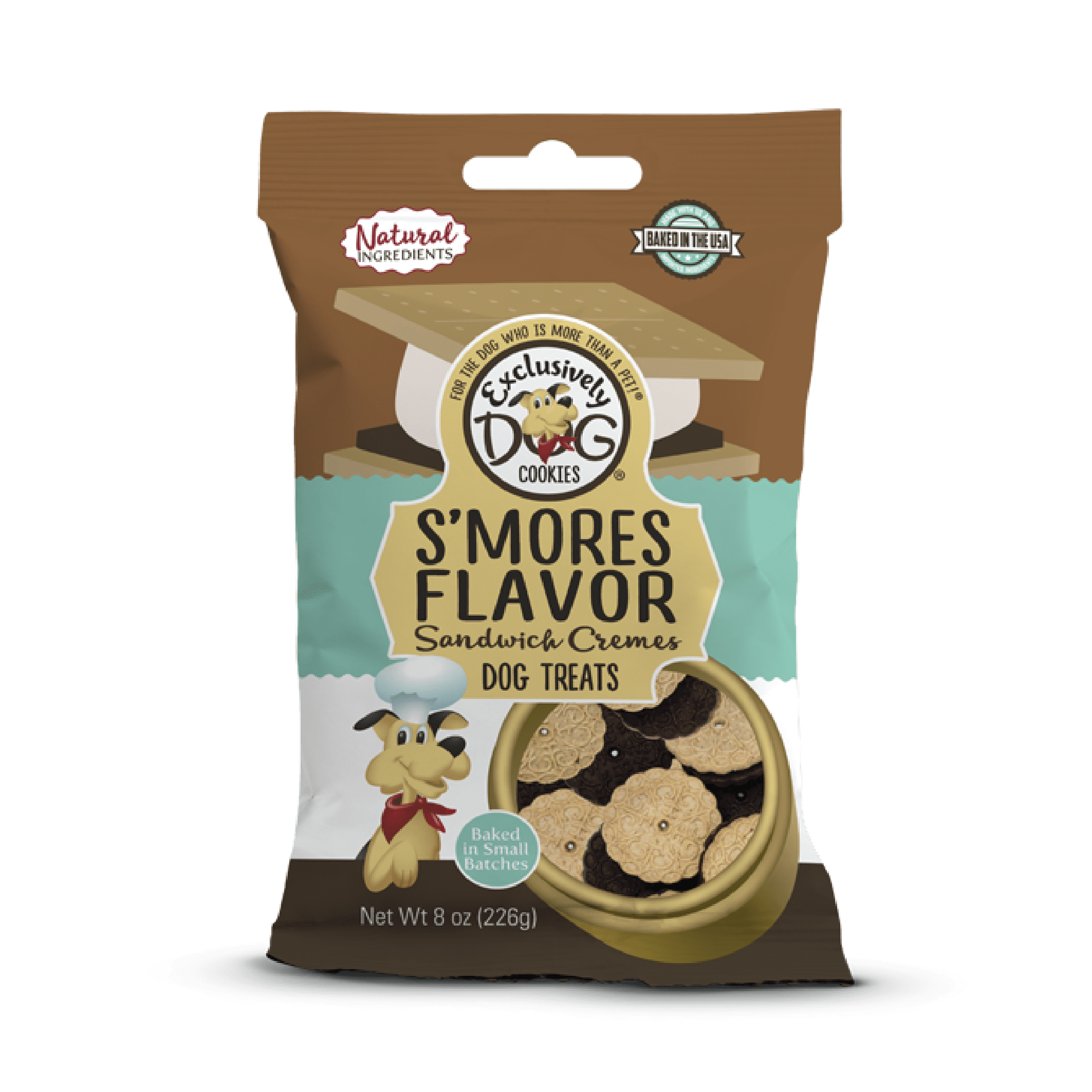 Exclusively Dog Cookies S'mores Flavor Sandwich Cremes Dog Treats, 8 oz