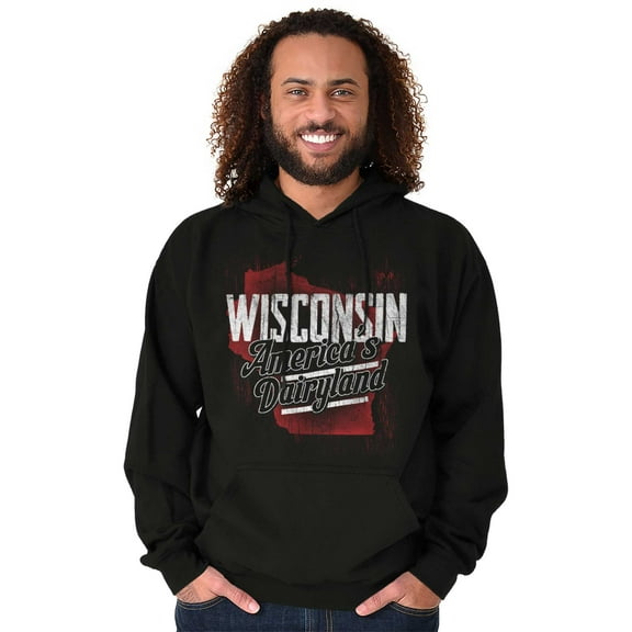 Wisconsin America Dairyland Map Shape Hoodie Sweatshirt Women Men Brisco Brands S