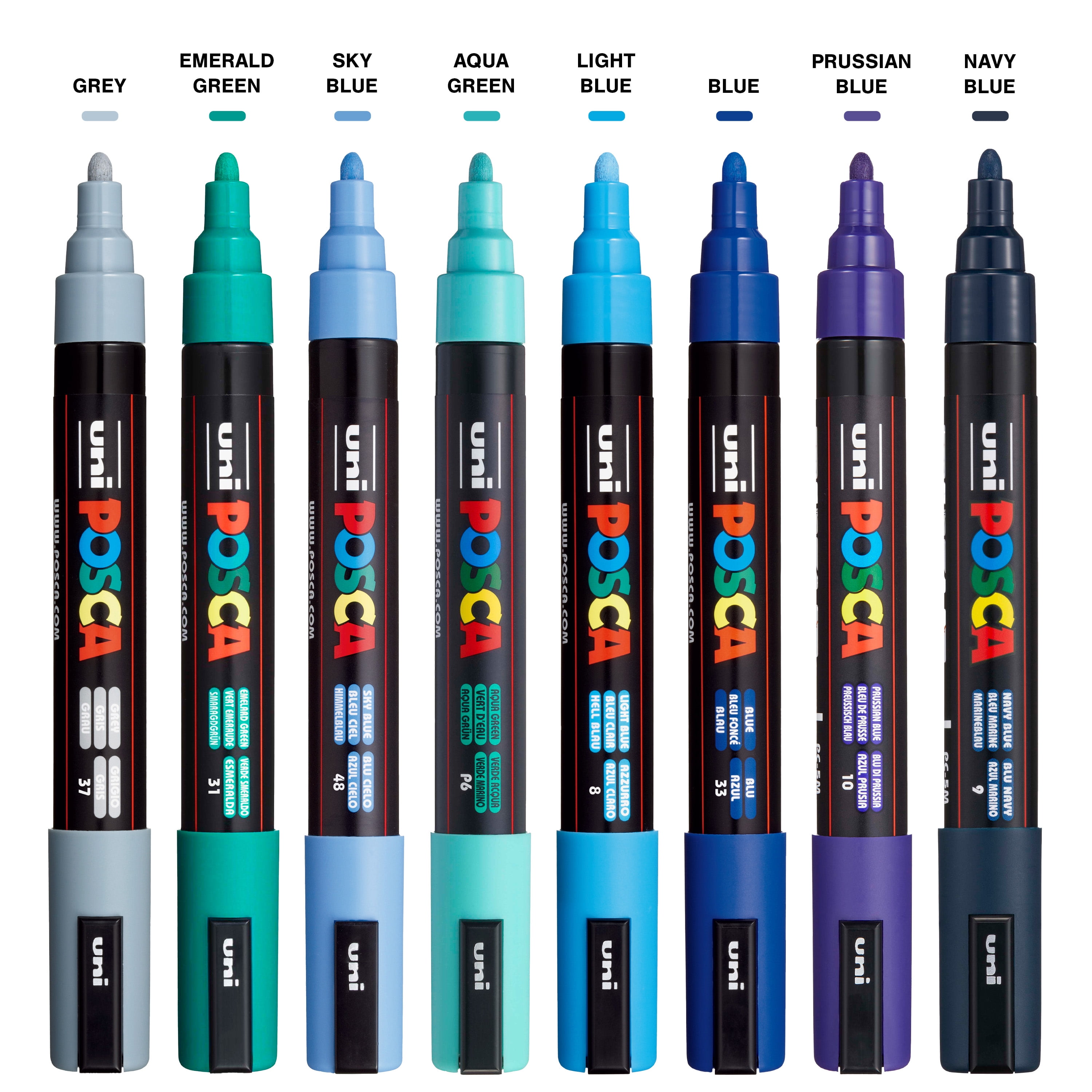 uni POSCA PC-5M Water-Based Paint Markers, Reversible Medium Tip (1.8-2.5mm), Cool Tone, 8 Pack