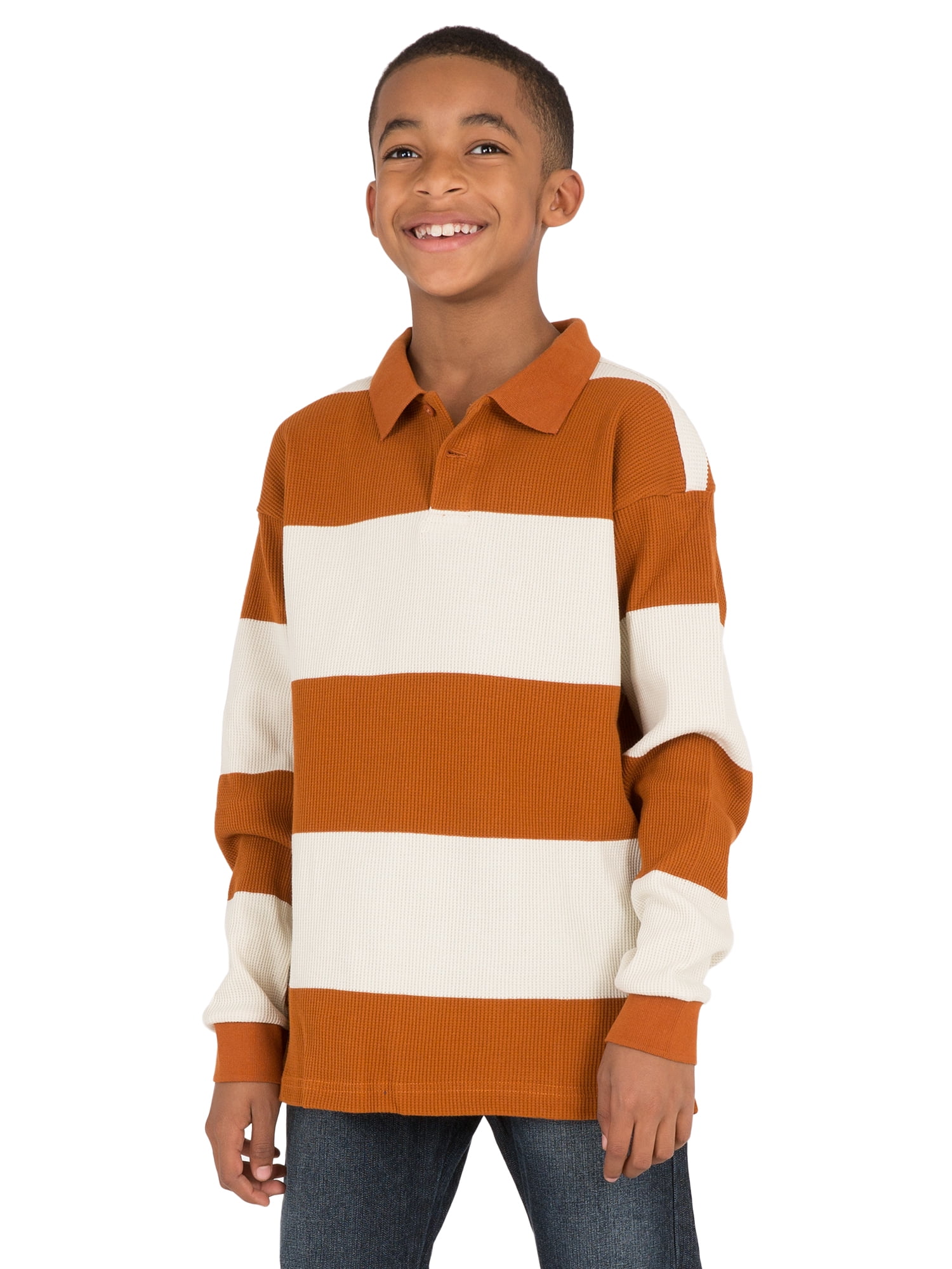 Thermal Long Sleeve Polo Shirt Copper 