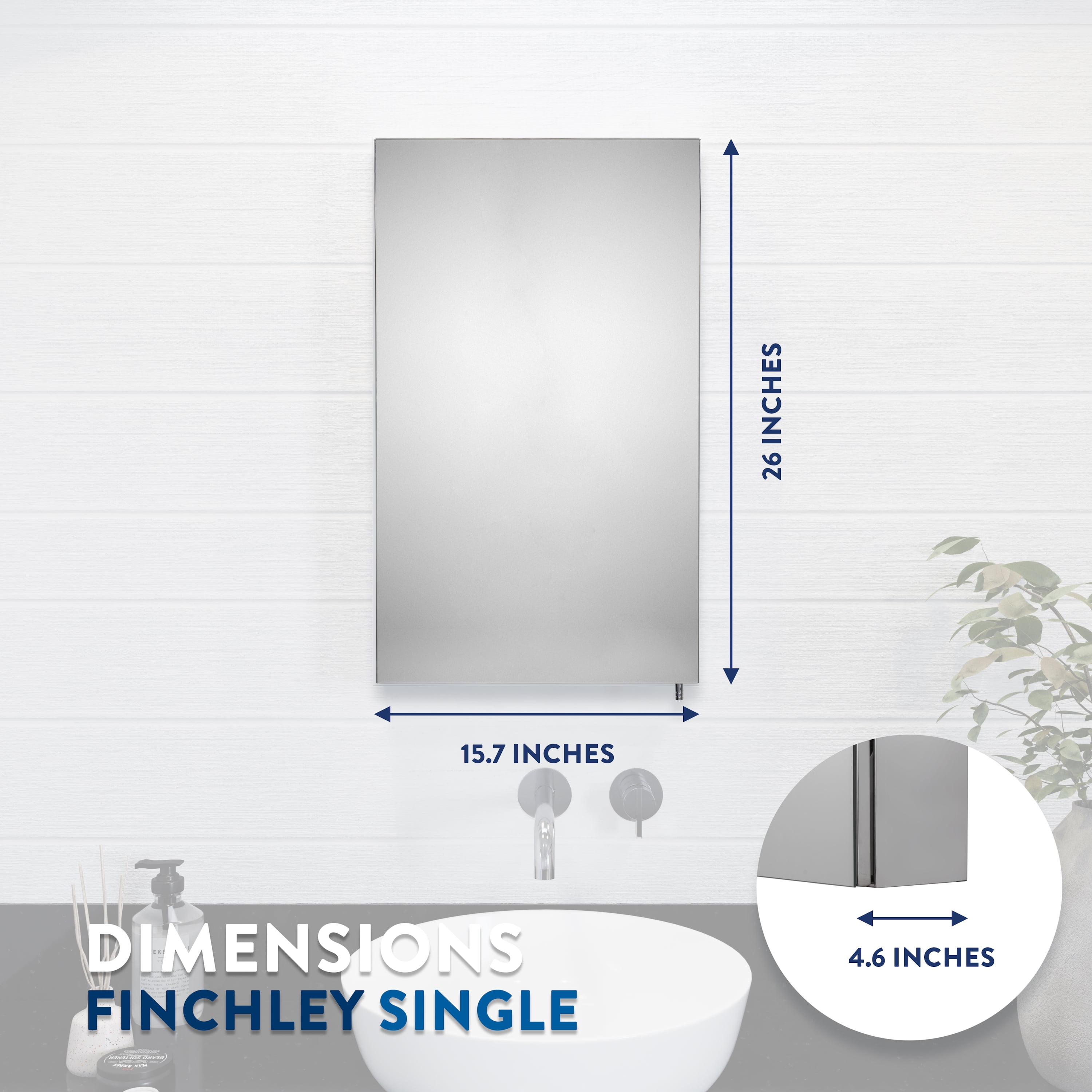 Croydex Finchley Single Door Stainless Steel Medicine Cabinet with Mirror Door (16x26in)