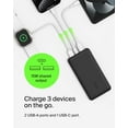 thumbnail image 3 of Belkin Portable Charger, USB-C Power Bank 10k w/ 1 USB-C and 2 USB-A Ports with USB-A to USB-C Cable for iPhone 16, 16 Plus, 16 Pro, 16 Pro Max, Samsung Galaxy S24, & More - Black, 3 of 11