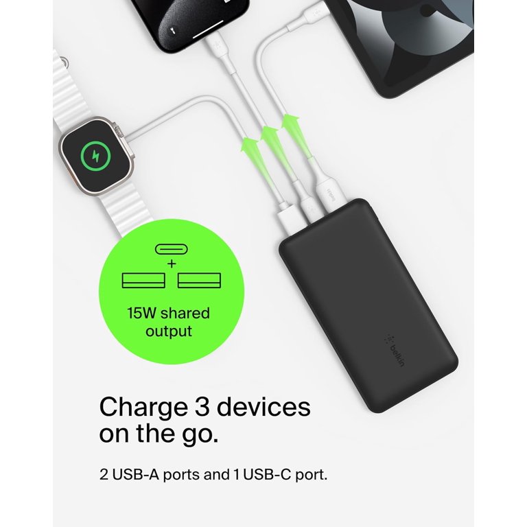 Belkin BoostCharge Power Bank 10K, 10000 mah Portable Power Bank