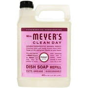 Mrs. Meyer's Clean Day Liquid Dish Soap Refill, Cruelty Free Formula, Peony Scent, 48 oz, 4-Packs