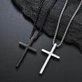 thumbnail image 4 of Colgante de collar con cruz de acero inoxidable de joyería con diseño generoso y sencillo., 4 of 5