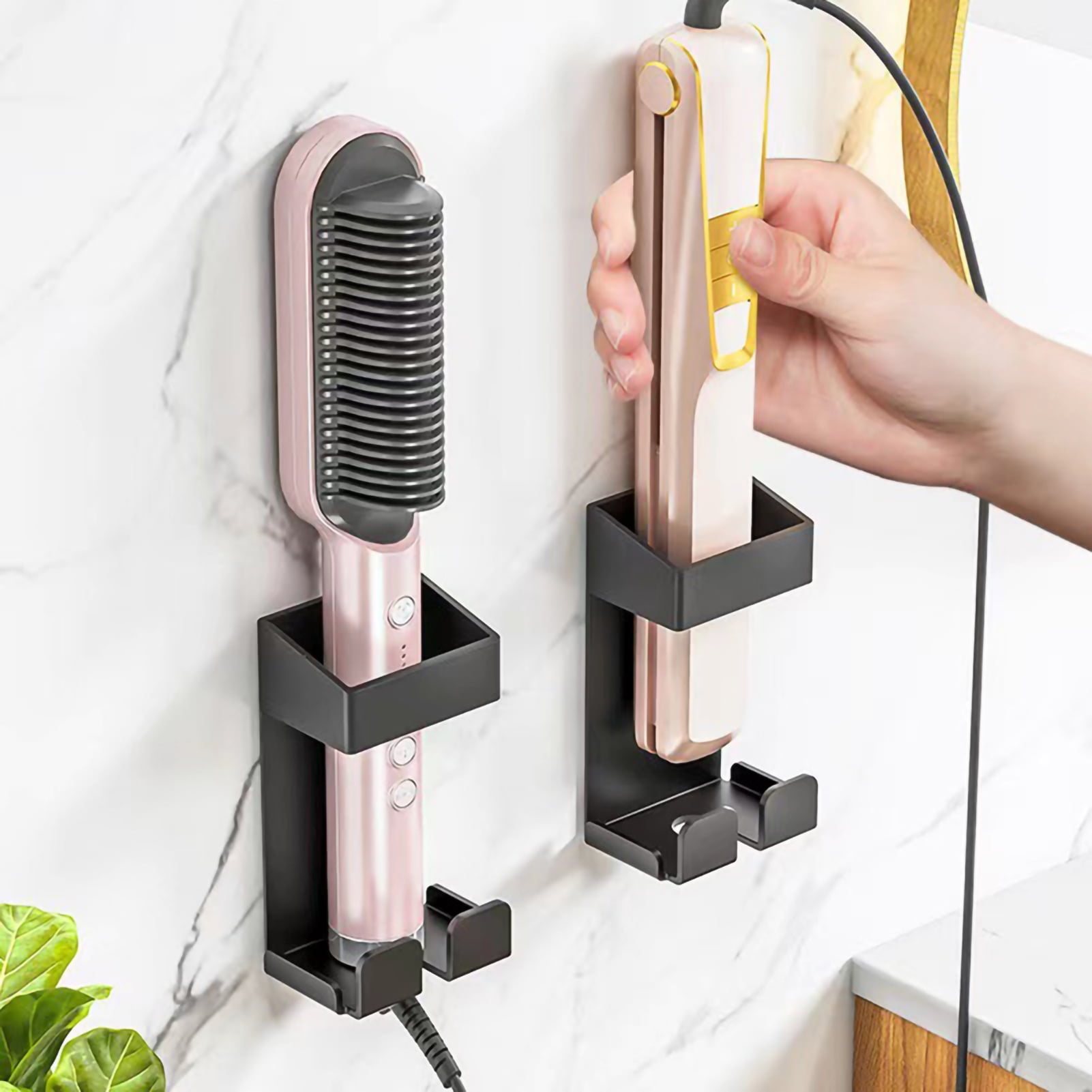 Estink Curling Iron Holder Metal Hair Tool Holder Wall Mount Curling Iron Shelves Curling Iron Holder Stainless Steel Metal Hair Tool Holder Wall Moun