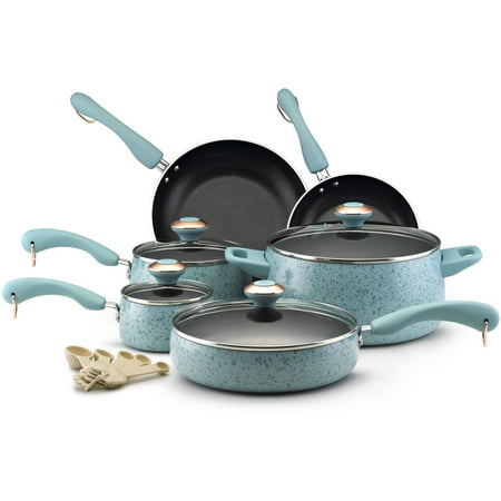  Paula  Deen  Signature Porcelain 15 Piece Set  Aqua Speckle 