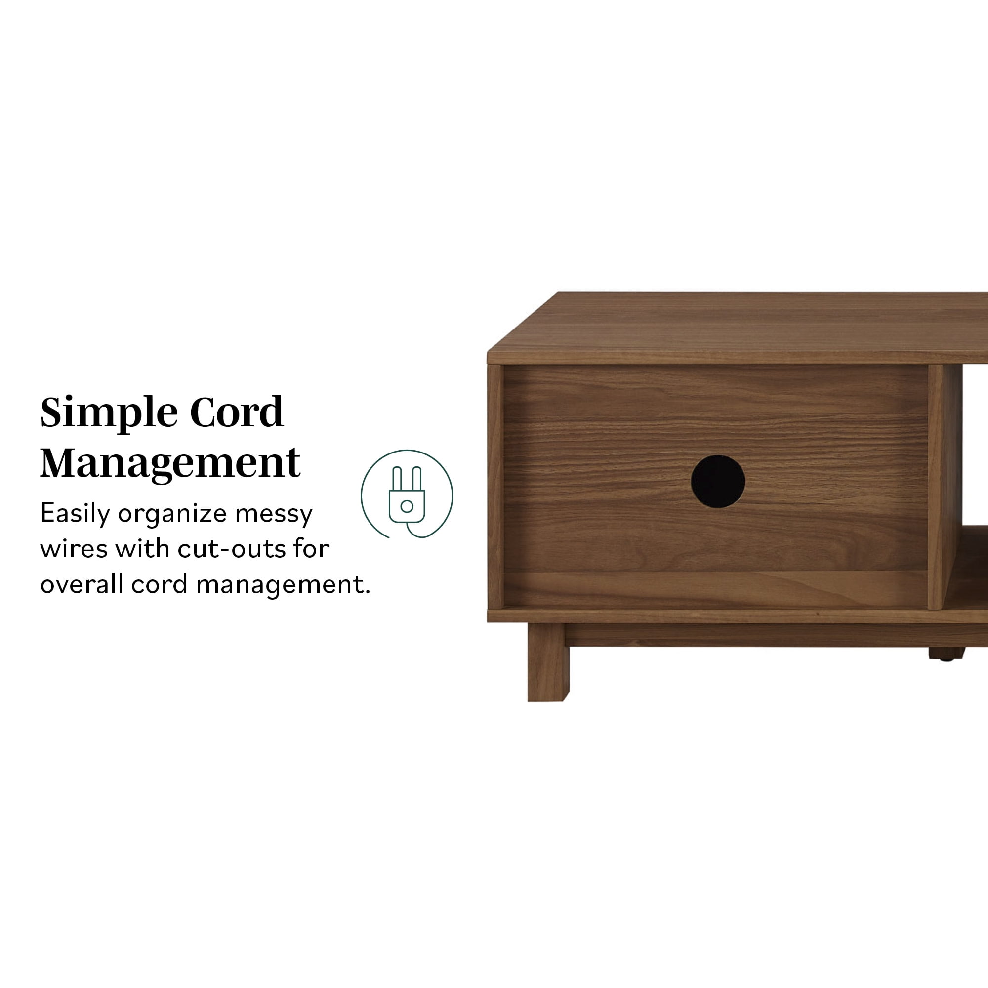 Manor Park Mid-Century Modern 2-Door Reeded TV Stand for TVs up to 65”, Mocha