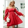 thumbnail image 2 of Women's Long Sleeve Casual Solid Dresses Babydoll Mesh Midi Dress, 2 of 5