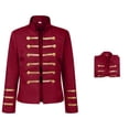 thumbnail image 2 of Sexlip Women Stand Collar Military Style Blazer Jacket Double Row Gold Stripe Button Decor Cropped Long Sleeve Costume Outer Coat For Party Stage Red XL, 2 of 6