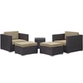 thumbnail image 1 of Modway Convene Wicker Rattan 5-Piece Outdoor Patio Furniture Set in Espresso Mocha, 1 of 8