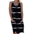 thumbnail image 2 of Innerwin Tunique Robe Midi Rayée Imprimée Robes Débardeurs pour Femmes Col Rond Ample Robe d'Été Noire TTG, 2 of 7
