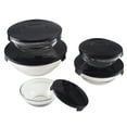 Glass Food Storage Containers with Snap Lids 10 Piece Set by Chef Buddy (Black)