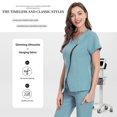 thumbnail image 2 of VIAOLI Zipper Scrubs for Women Set Work Utility Modern Nursing Uniform Athletic Healthy Beauty Wear Elastic Suit 8 Pockt, 2 of 6