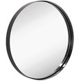 thumbnail image 1 of Hamilton Hills 24" Black Circle Deep Set Metal Round Frame Mirror Contemporary Brushed Metal Black Wall Mirror | Glass Panel Deep Set Design (24" Round), 1 of 5