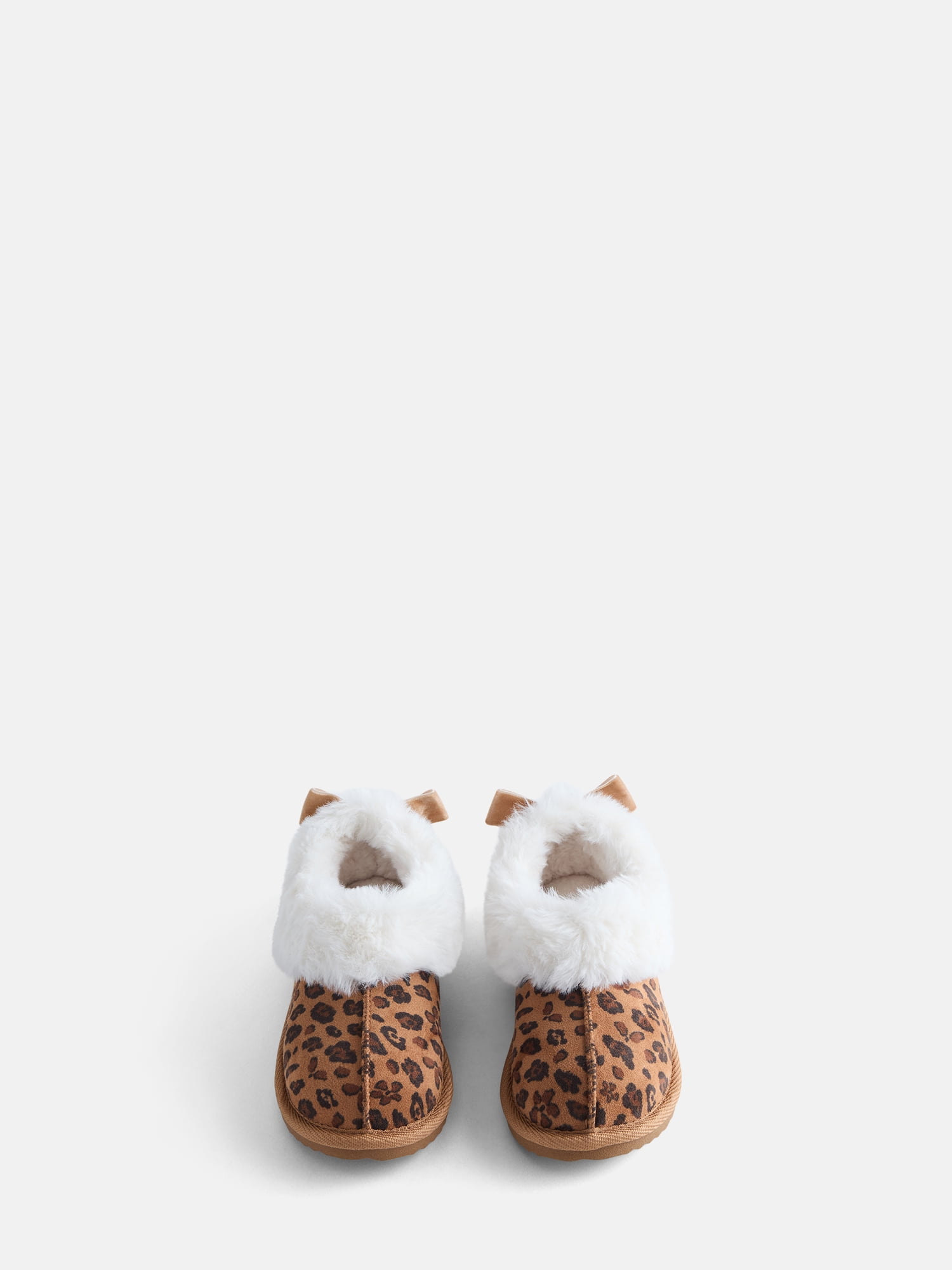 Wonder Nation Baby, Toddler, Little and Big Girls Faux Fur Trim Slippers