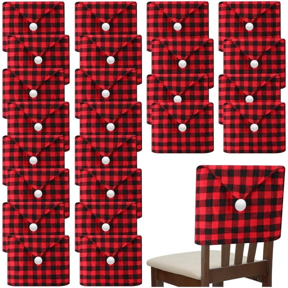 Bulk 24 Pcs Christmas Chair Cover Decorations,Velvet Santa Hat Chair Cover Xmas Dining Chairs Protector Slipcover for Kitchen Room Restaurant Holiday Festival,23.62 x 19.69 Inch (Red Black)