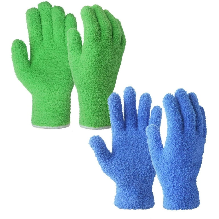 Microfiber Dusting Gloves , Dusting Cleaning Glove for Plants, Blinds,  Lamps,and Small Hard to Reach Corners (Family Pack) 