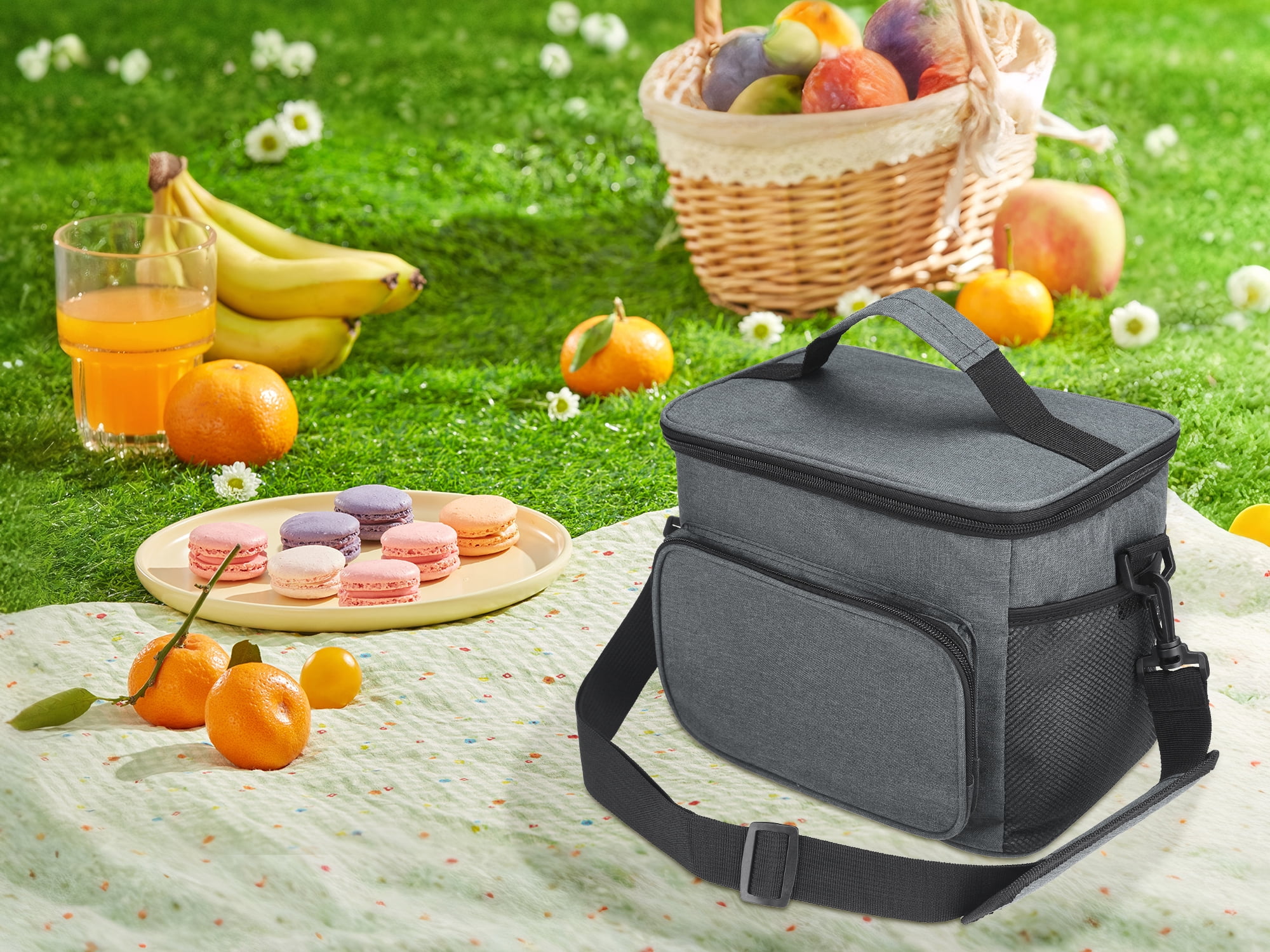 Unique Bargains Insulated Lunch Bag Leakproof Lunch Box for Work Office Gray