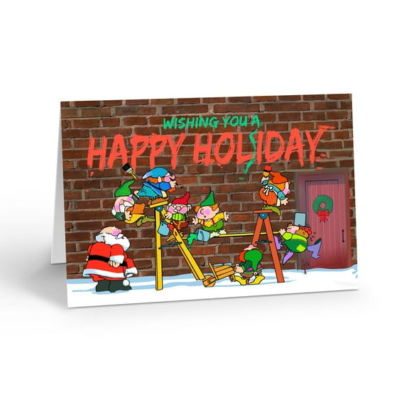 Graffiti Paint Christmas Greetging Card - 12 Cards with Envelopes - Christmas -