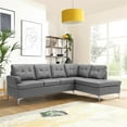 thumbnail image 3 of Lexicon Barrington Faux Leather Sectional Sofa in Gray, 3 of 8