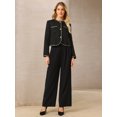 thumbnail image 2 of DARING DIVA Women's Tweed Blazer Long Sleeve Open Front Cropped Jacket 2XL Black, 2 of 7