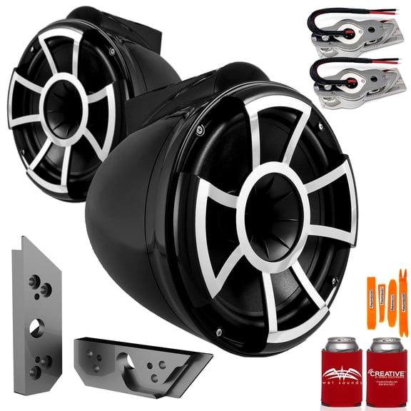 Wet Sounds REV 10B-SBM 10" Swivel Black Tower Speakers with Malibu G5 Tower Adapters