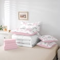 thumbnail image 6 of jejeloiu Retro Bow Ribbon 7-Piece Twin Bedding Sets,Cartoon Flowers Pattern Bedding Comforter Set,White Pink Gray Sheet Sets For Girl,Microfiber Bedroom Decor Reversible, 6 of 8