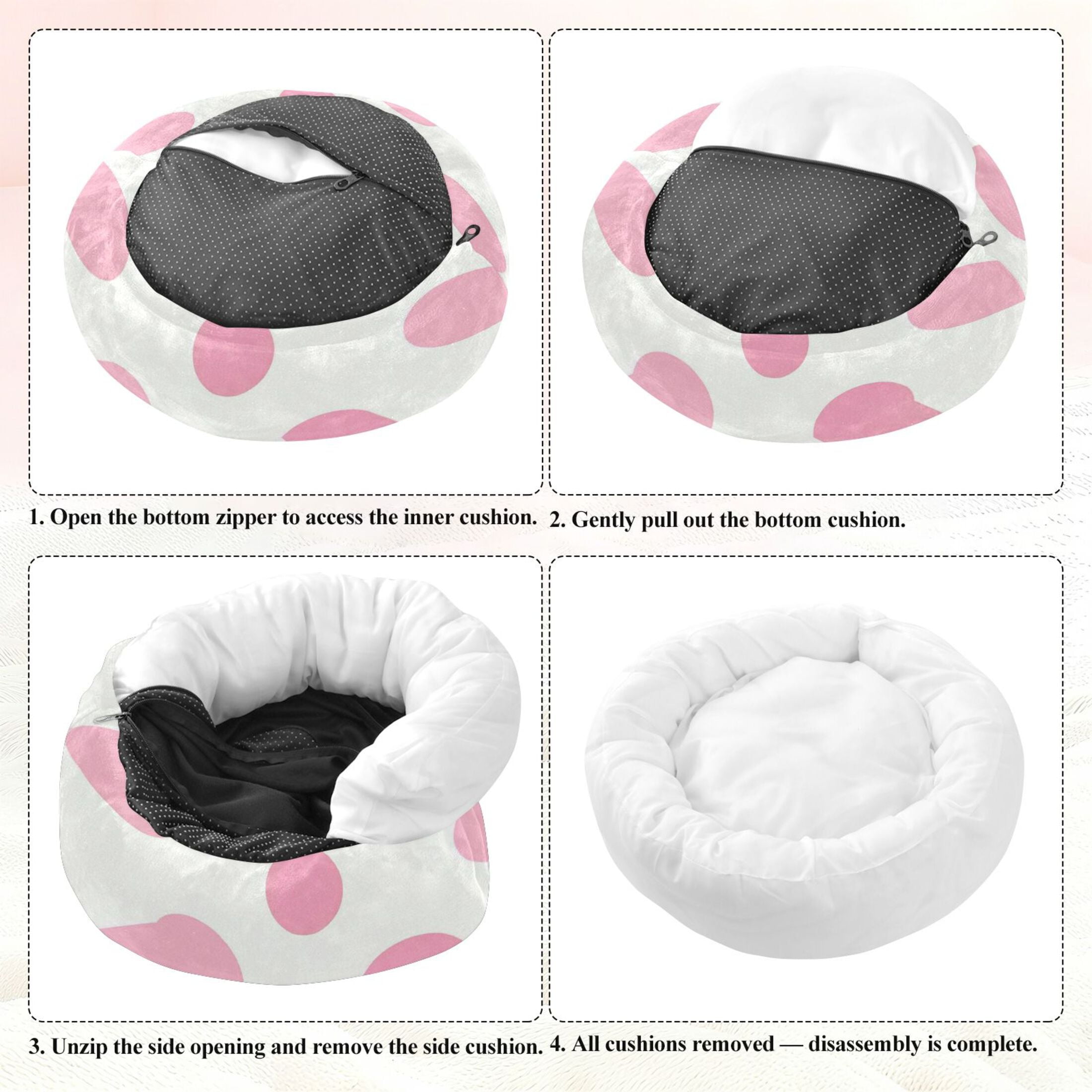 Iauyy Pet Couch Donut Cat Bed for Indoor Cats/Small Dogs Washable & Machine with Non-slip Bottom Calming Cat Furniture, The Pattern Of Dots (XS)