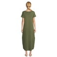 thumbnail image 3 of Time and Tru Women's Knit Maxi Dress with Short Sleeves, Sizes XS-XXXL, 3 of 5