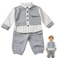thumbnail image 5 of KPOPLK Toddler Baby Boy Fall Winter Clothes Long Sleeve Button Down Shirt and Pants Set 2 Piece Boy Outfit Sets 9 12 Months 2T 3T 4T Grey Size 18-24 Months, 5 of 9
