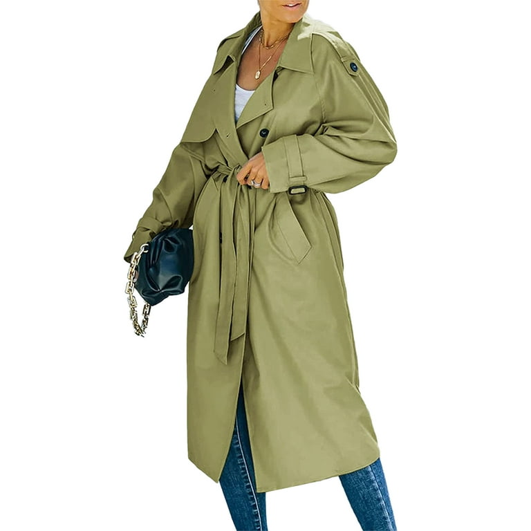 Women's Double Breasted Long Sleeve Trench Coat with Belt Women's Double Breasted Long Sleeve Trench Coat with Belt