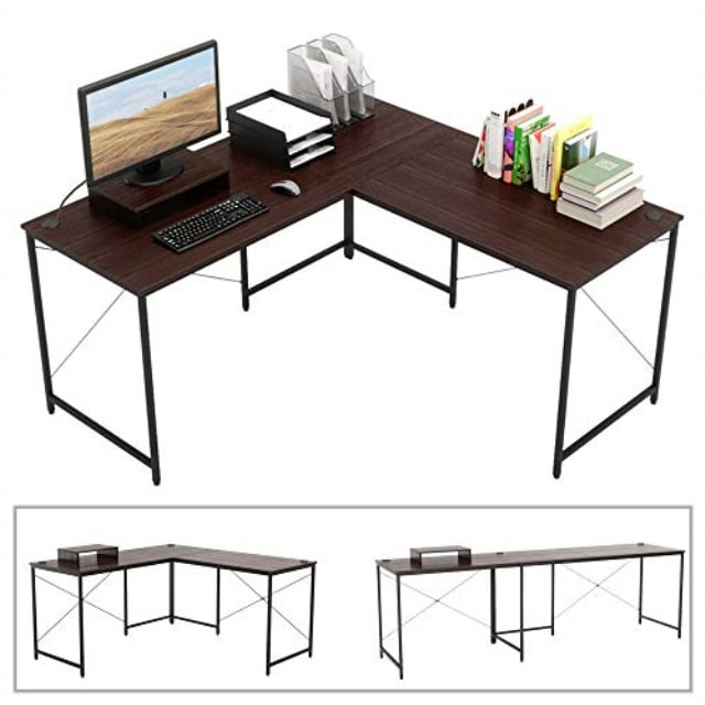 bestier 95.5" two persons computer desk, extra large l shaped or long