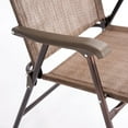thumbnail image 6 of Topbuy 2-Piece Folding Outdoor Patio Chair Sling Back Camping Chair with Armrest & Pillow Coffee, 6 of 10