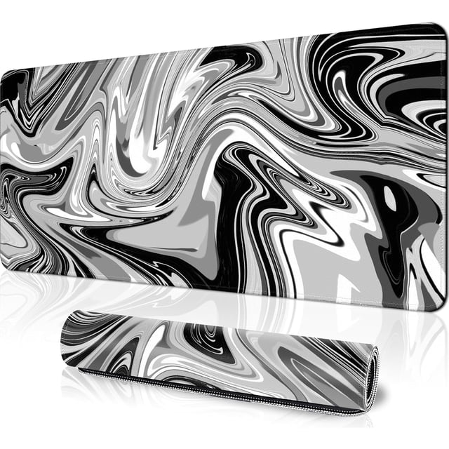 Fluid Marbled Design Mouse Pad Large Gaming Desk Mat for Keyboard and Mouse, 31.5x11.8in Mousepad with Stitched Edge and NonSlip Base, Perfect for Home Office and Gaming